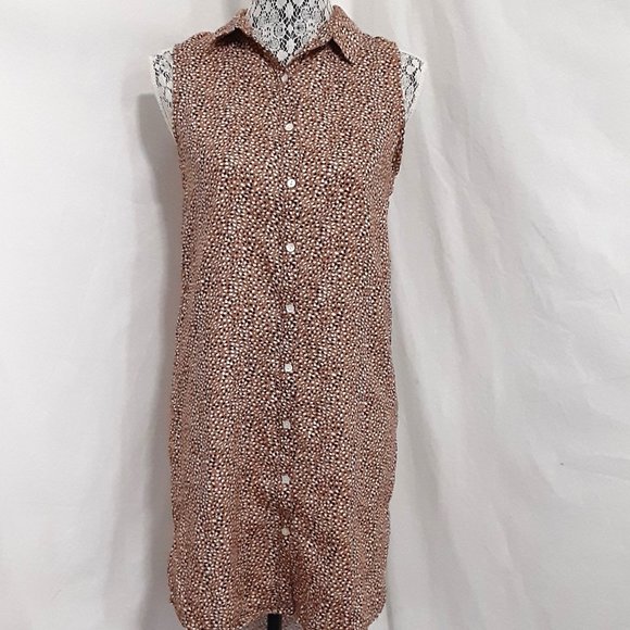 Tahari Linen Dress Women Size XS Button Front Collar High Low - Picture 1 of 5